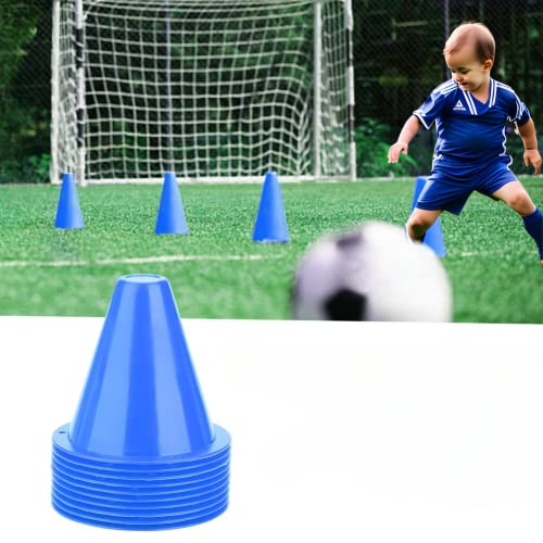 MAGT Traffic Cones, Soccer Cones 10 Pcs 3.35 Inch Plastic Sport Training Agility Training Marker Cones for Home Gym Football Training Soccer (Blue)