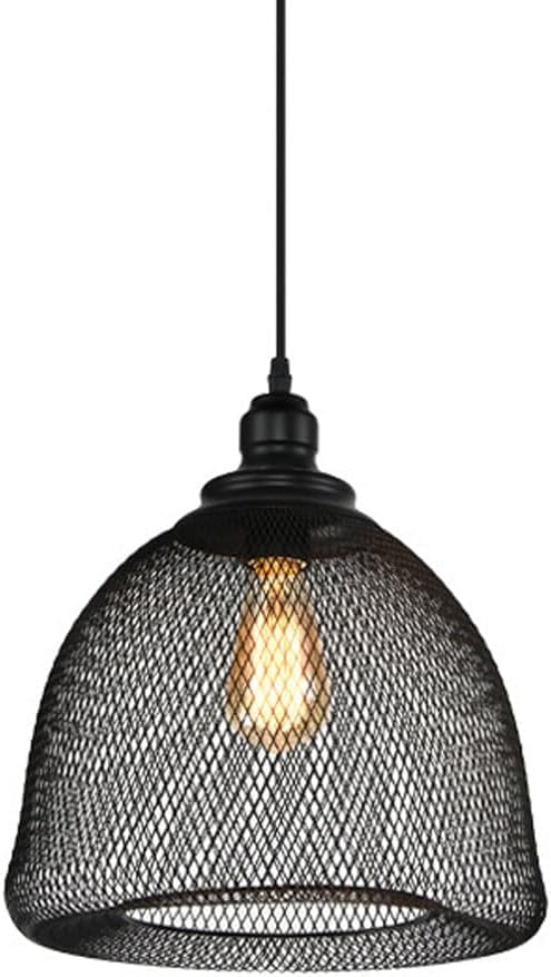 Luminaire noir suspension E27 en fer forgé lustre creux pour chambre