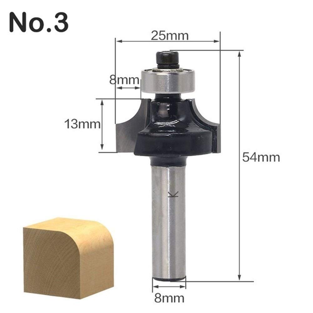 8ミリメートルルータービット超硬アリコーナーラウンドコーブボックスV溝入れルータービットミルカッターウッド(No.3)