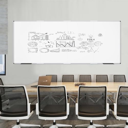 Image of VIZ-PRO Large Magnetic Dry Erase Whiteboard, 120 x 48 Inches, Foldable
