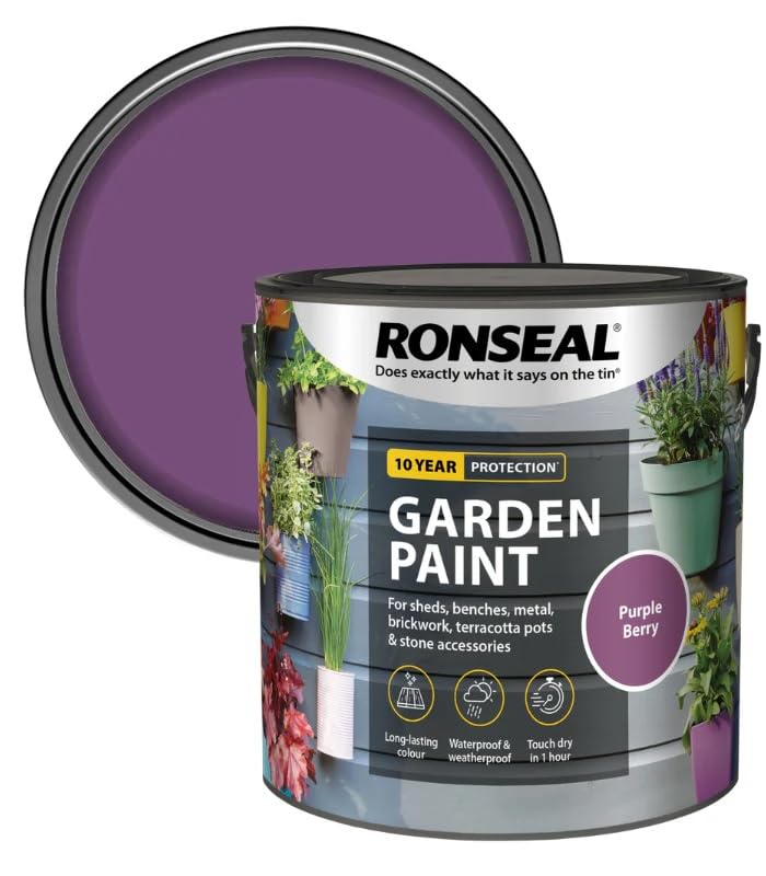 DUAYRA Garden Paint 2.5L | Quick Drying Outdoor Paints | All Purpose Long Lasting | Multicolor Water Based | Water Resistant Weatherproof Matt Finish | For Brickwork, Metal, Wood (Purple Berry)