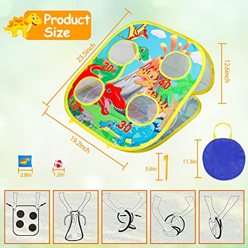 3 In 1 Bean Bag Toss Game For Kids, Toddler Toys For 2 3 4 5 Year Old Boys Girls Birthday Gifts, Dinosaur Cornhole Party Games Backyard Outdoor Outside Toys Ages 1-3 2-4 4-8 Christmas Easter Toy Game #TOP5