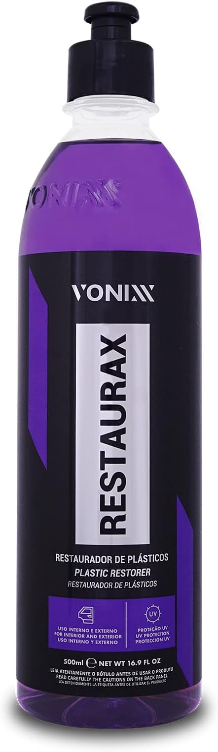 Vonixx Restaurax Plastic Restoring Agent For Car & Bike - Revitalizing Trim Restorer - Refurbish Polishing Care - Polish Trims - Long Lasting Coating With UV Protection - 500 Ml