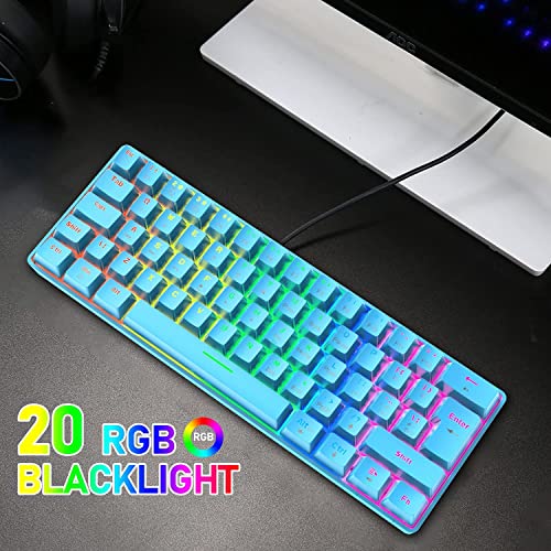 60% Wired Mechanical Gaming Keyboard And Mouse Combo, Ultra-Compact Mini 62 Keys Type C Chroma 20 Rainbow Backlit Effects,Rgb Backlit 6400 Dpi Lightweight Gaming Mouse With Honeycomb Shell For Pc/Mac #TOP3