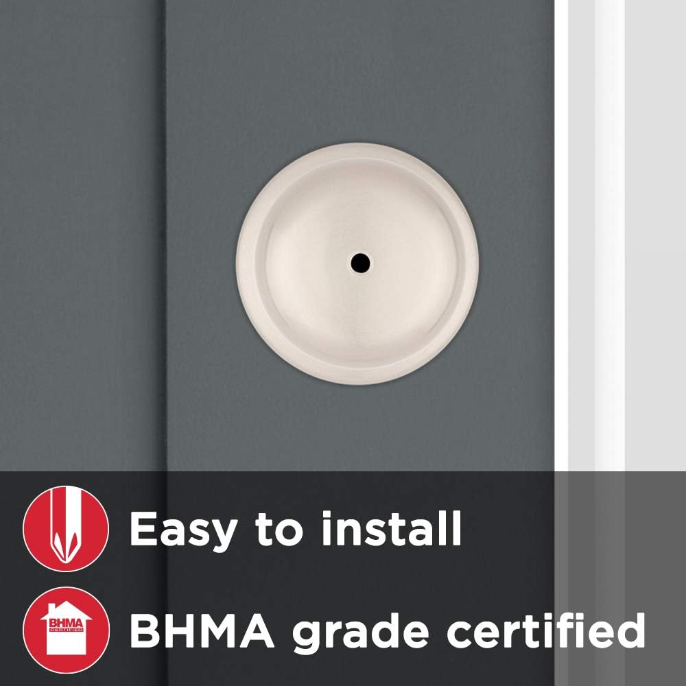 Kwikset Juno Interior Privacy Door Knob with Lock, Door Handle For Bathroom and Bedroom, Satin Nickel Keyless Turn Lock Doorknob, with Microban Protection