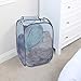 Smart Design Mesh Pop Up Flip Laundry Hamper and Basket - Handles and Side Zipper - Durable Fabric Collapsible Design - Clothes, Toys - Home - Holds 3 Loads - 15 x 25 Inch - Teal