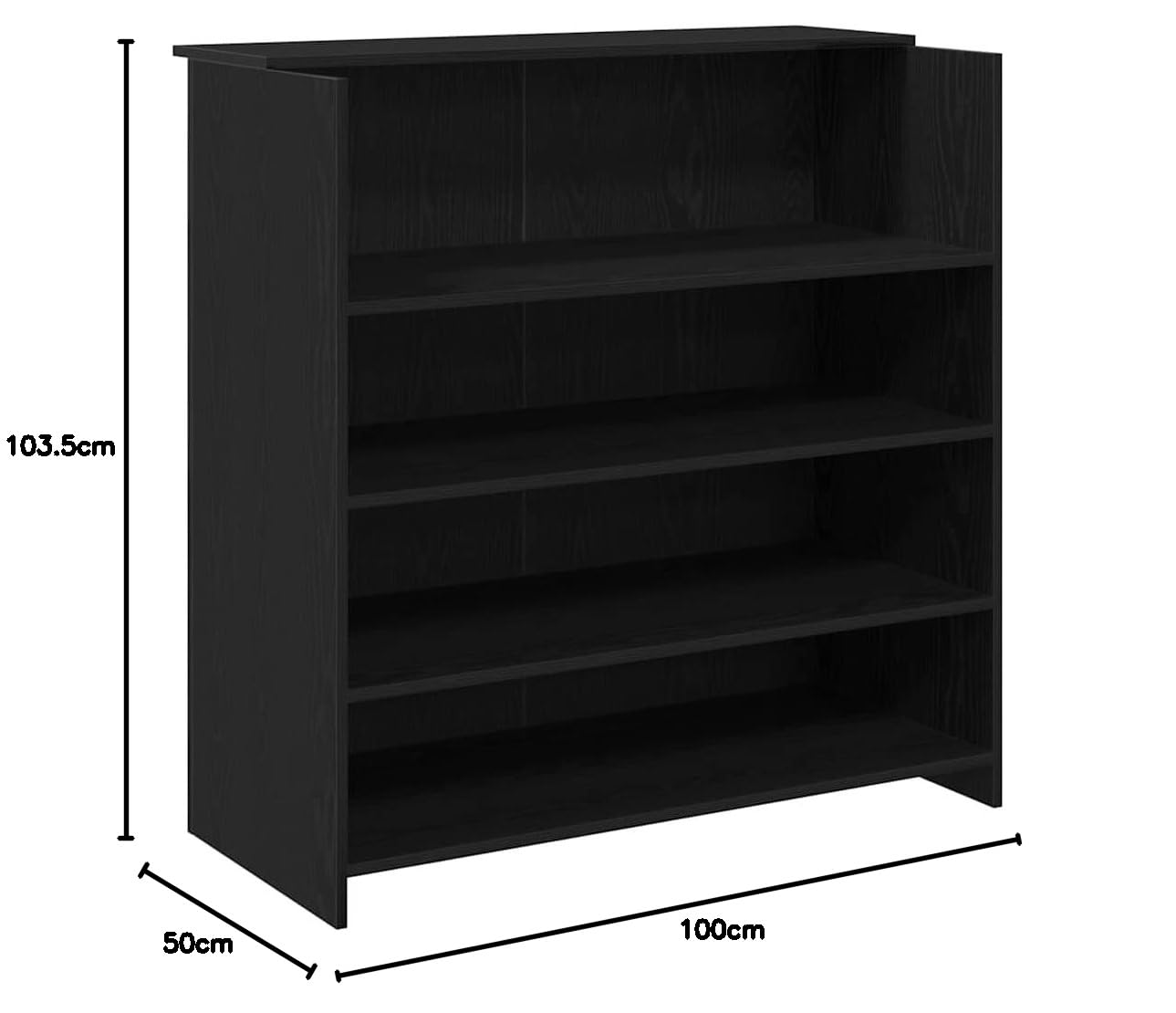 Empfangstresen Schwarze Eiche 100 x 50 x 103,5 cm Büro Kassentresen Holzwerkstoff mit integriertem Arbeitsplatz Großzügige Ablage für Praxis Hotel Home Office