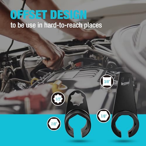 Image of DURATECH 7PCS O2 Oxygen Sensor & Oil Pressure Socket Set, 1 /2 inch 3 /8 inch Drive x 22mm (7 /8 inch) 27mm 29mm Oxygen Socket Wrench, O2 Sensor Remover Removal Tool