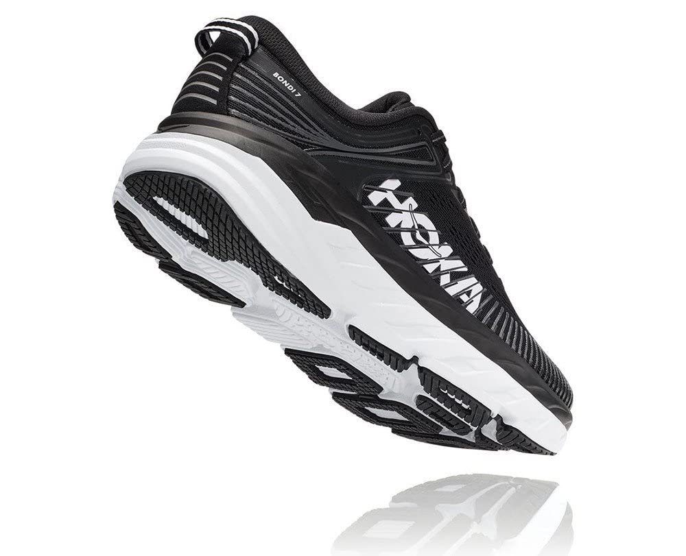 HOKA ONE ONE Mens Bondi 7 Mesh Black White Trainers 8.5  display picture 1