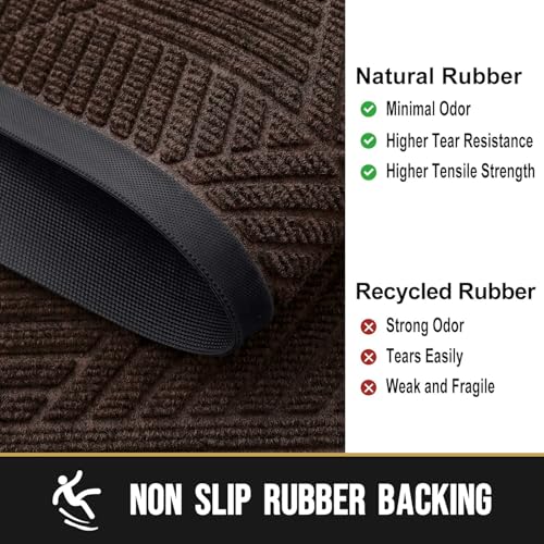 OLANLY Front Door Mat Outdoor Indoor, Heavy Duty Non Slip Rubber Mat, Absorbent Outdoor Rug, Easy Clean Welcome Mat, Low Profile Entryway Rugs, 71"x47", Dark Brown by OLANLY - Image 5