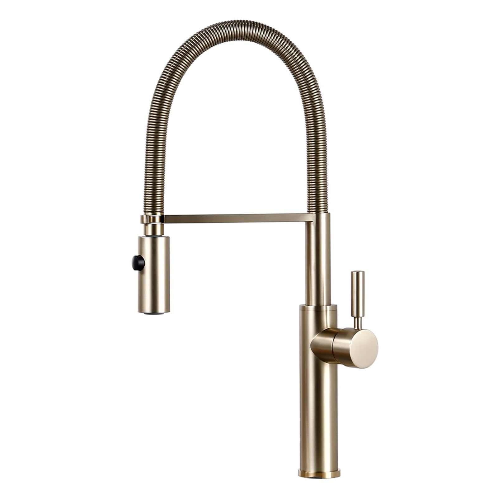 BHFPFZA Brushed Gold Kitchen Faucet with Pull Down Dual Sprayer Nozzle Brushed Nickel Brass Sink Water Tap Modern Mixer for Easy Cleaning and Stylish Design