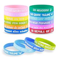 HOKYYCC 24 Stück Deutschland Motivationsarmbänder Kinder, 18cm Silikon Armband Kinder, kleine geschenke für kinder, Abschiedsgeschenk Schüler Grundschule