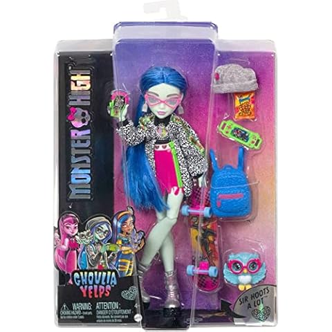 Monster High Ghoulia Yelps Doll (10.1 in) with Blue Hair, Pet and Accessories Cover