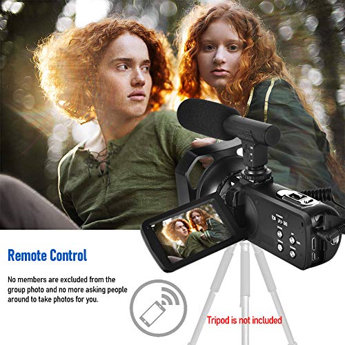 Video Camera 4K Camcorder Vlogging Camera with Microphone YouTube Camera Recorder Ultra HD 30MP 3.0\" IPS Touch Screen with Lens Hood & 2 Batteries - Thumbnail 7