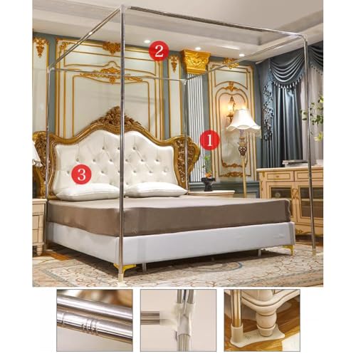 Ciel de lit double barre transversale pour séparation de pièce et intimité - 5