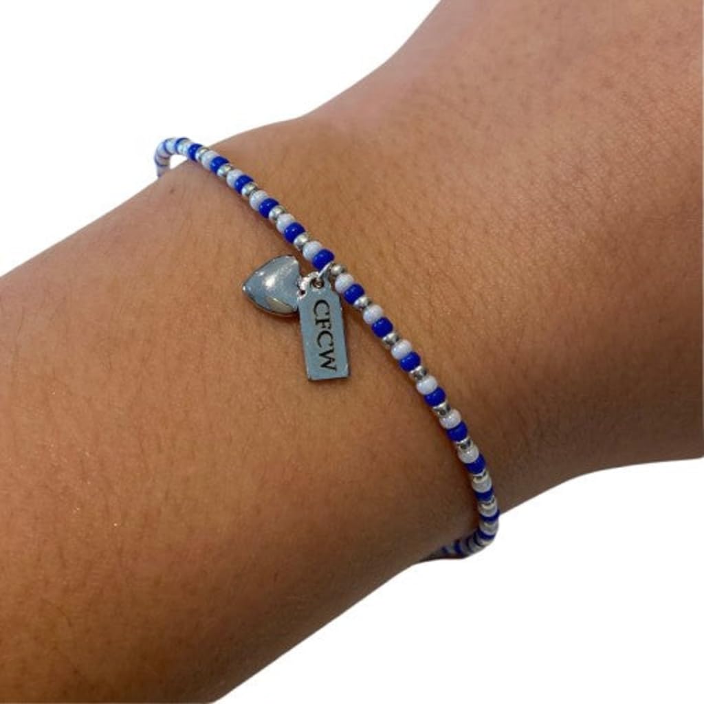 Beadlet Chelsea Women WSL Beaded Bracelet With Tag & Heart Charm For Women Girls Female Football Fans