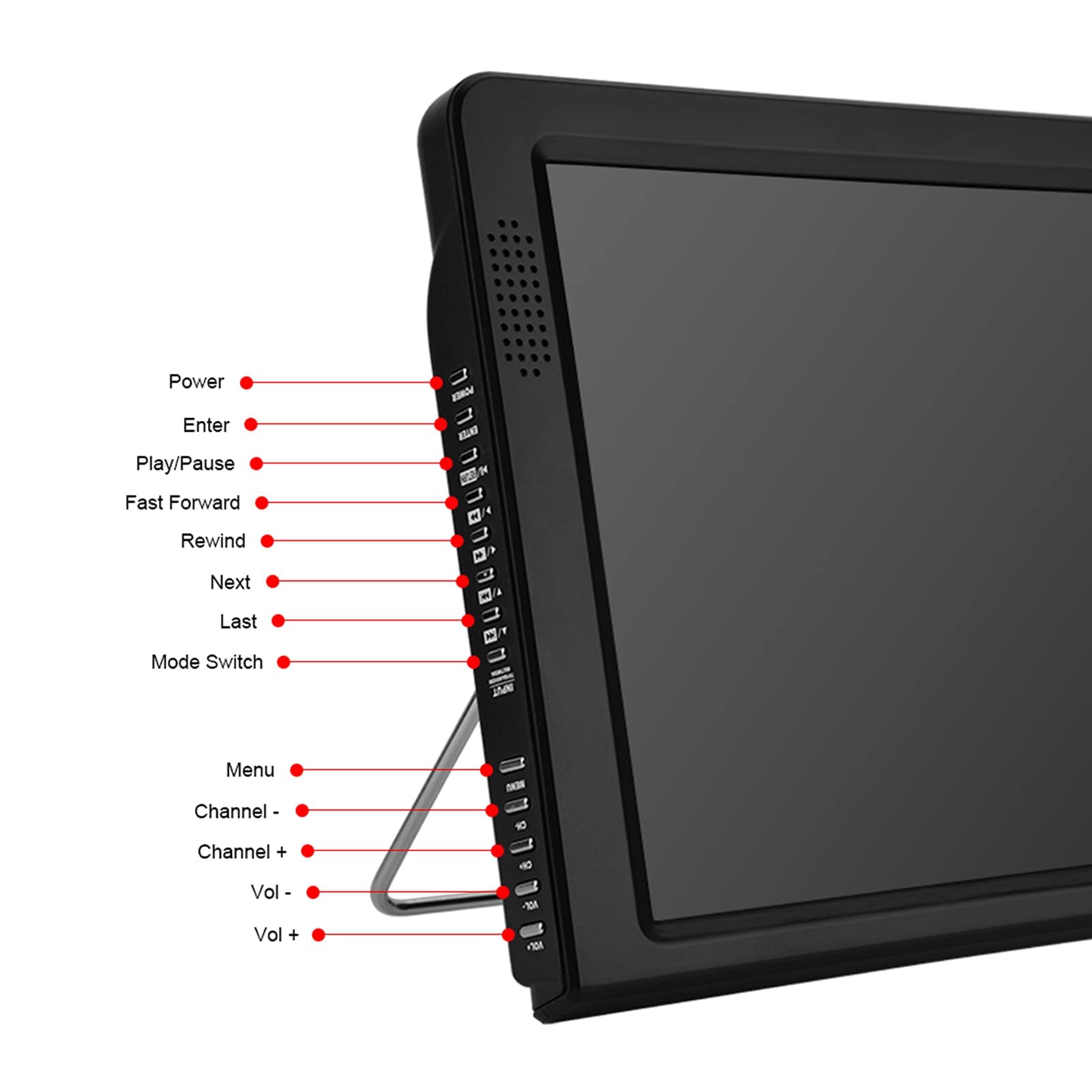TV Portátil, 12.1'' DVB Recargable Mini Digital TV Reproductor de Televisión, 1080P HD Reproductor de Televisión con Batería para Dormitorios, Caravanas y Uso en Exteriores