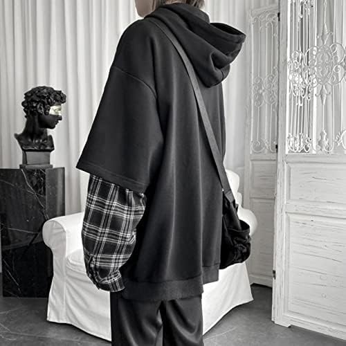 YUESUO Emo Streetwear Vintage Hoodie Women Men Oversized Sweatshirt Punk Patchwork Pullovers Grunge Plaid Hoodie Clothes - Image 3