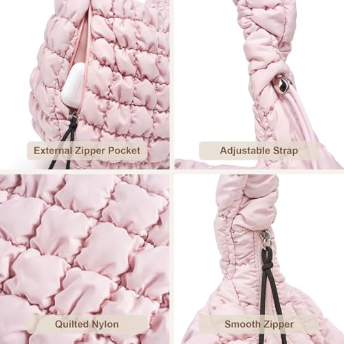 Image of Large Quilted Tote Bag Puffer Purse Quilted Crossbody Bags for Women with Adjustable Strap