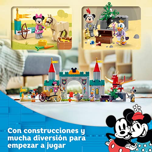 LEGO 10780 Disney Mickey y Sus Amigos: Defensores del Castillo, Juguetes Construir con Minifiguras Minnie Mouse, Daisy y Pato Donalds, Figuras Animales, Regalo Niños a Partir 4 Años