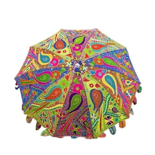 Umbrella Bohemian Garden UmbrellaIndian Hand embroidered large Garden Parrot Embroidery Design Umbrella Wedding Parasols Large Size Pool Umbrella Beach Umbrella- Style Speaks
