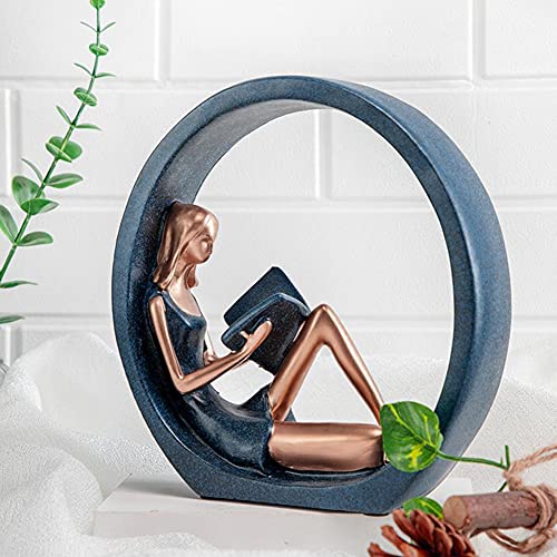 Ekdjkk Girl Reading Figurine Circle Resin Figurine Reading A Book Girl Reading Sculpture Reading Girl Ornament Figurines Lady Statue For Home Tv Cabinet Bookshelf Desktop Decor #TOP3