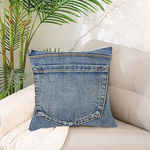 Ibiliu Throw Pillow Covers Blue Country Empty Back Pocket Of Jeans Denim Western Cushion Pillow Case Home Decor Pillowcase 18X18 Inches #TOP3