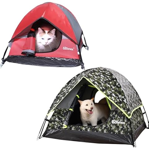 Red Cat Tent, Camouflage Dog Tent, Portable Indoor/Outdoor Pet House, Dog Bed with Soft Mat Cover