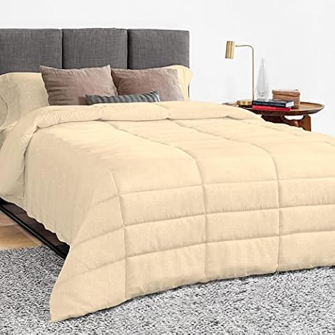 TONY'S TEXTILES 3 Piece Luxury Long Box Pattern Comforter Set Premium |Super Soft 450 GSM All Season, 1000 Thread Count, 100% Egyptian Cotton, King/California King Size - Ivory Color Cover