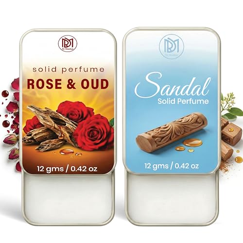 Image of Dr.Mashur Solid Perfume |sandal&Rose & Oud Alcohol Free Wax Perfume Balm, Long Lasting | Pocket Tin 12g, Pack Of 2| Non Greasy Smooth Glide, Travel Friendly Men And Women