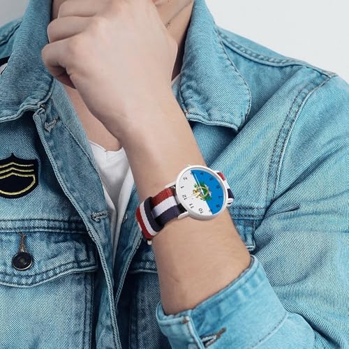 San Marino Flag Lightweight Wrist Watch Adjustable Nylon Band Outdoor Sport Work Wrist Watch Easy to Read Time4