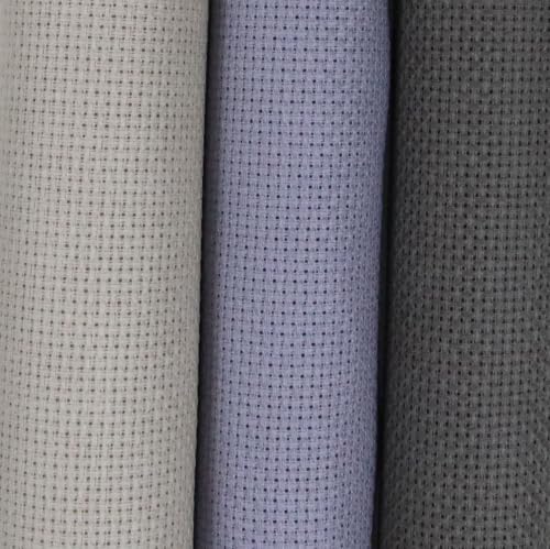 Image of KCS 3 pc of 15 inch x 18 inch(38cmx45cm) 16 Count Cross Stitch Cotton Aida Cloth Needlework Rolled Fabric Box,16CT,Pearl Grey +Light Steel Grey+Dark Grey