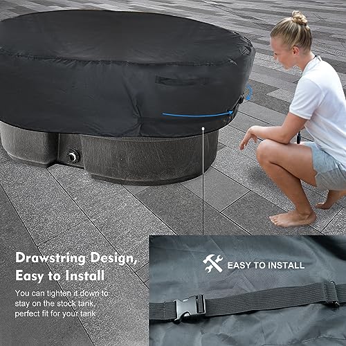 Image of Waterproof Stock Tank Cover, 420D Oxford Stock Tank Cover for 150 Gallon Stock Tank, Tear-Resistant Stock Tank Cover Keep Your Water Tank, Tub, Pool Clean for Outdoor