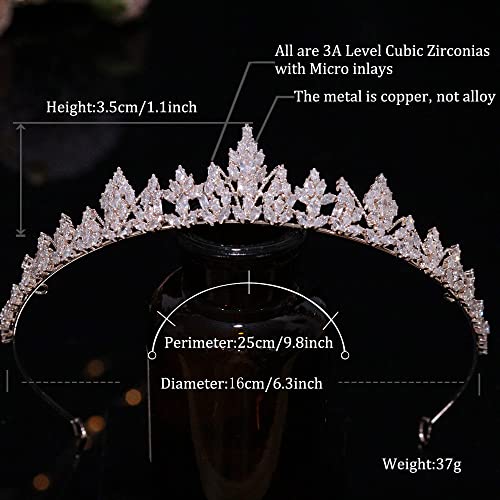 Tiara de princesa de alta joyería con 16 brillantes circonitas 5A 4