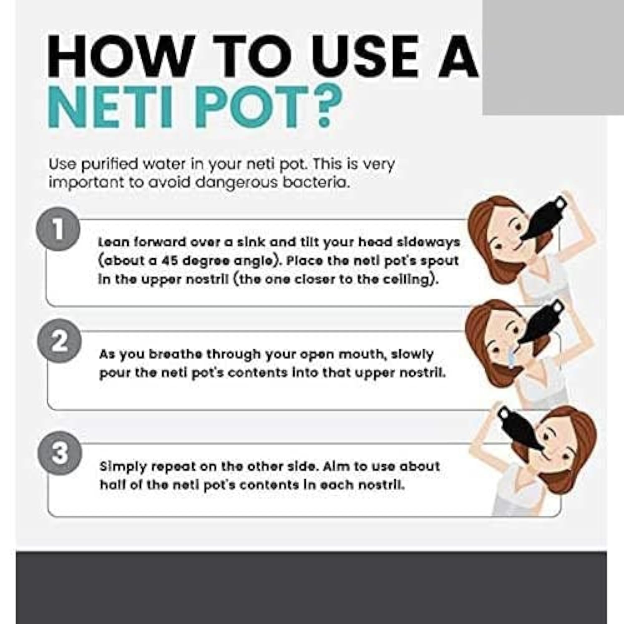 PCS Acupressure Surgical Stainless Steel Jal Neti Pot for Sinus Congestion