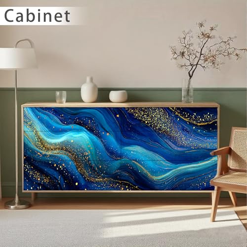 Image of Nuxovilar Blue Agate Marble Wallpaper Peel Stick Vinyl 15.75x39.37