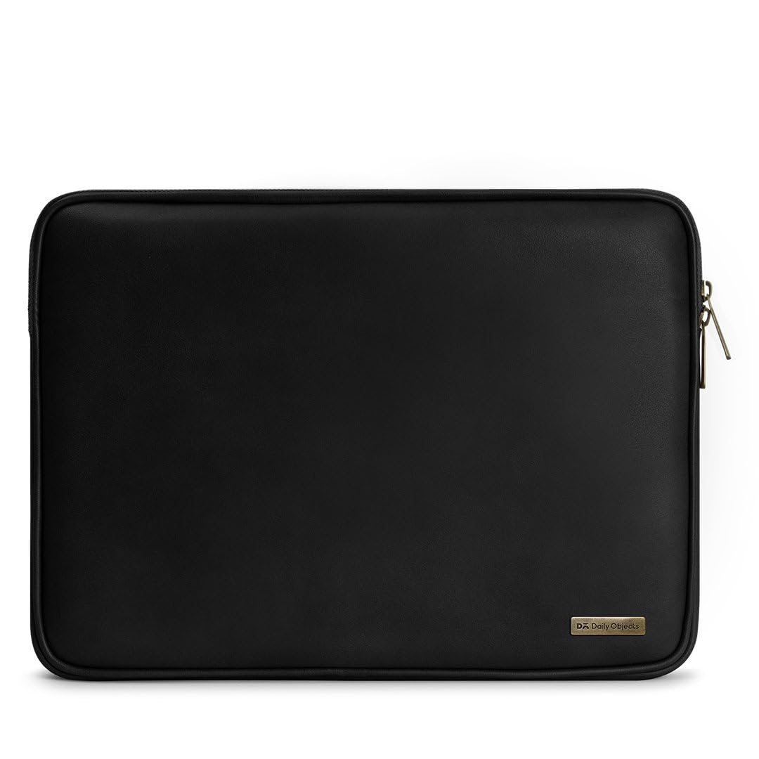 DailyObjects Zippered Sleeve for MacBook & Laptop 13 Inch | Solid Black PU Leather Sleeves with Inner Lining | Durable Stylish Light Weight Sleek Design with Zip Closure (B082R7QZ1S) Amazon Price History, Amazon Price Tracker