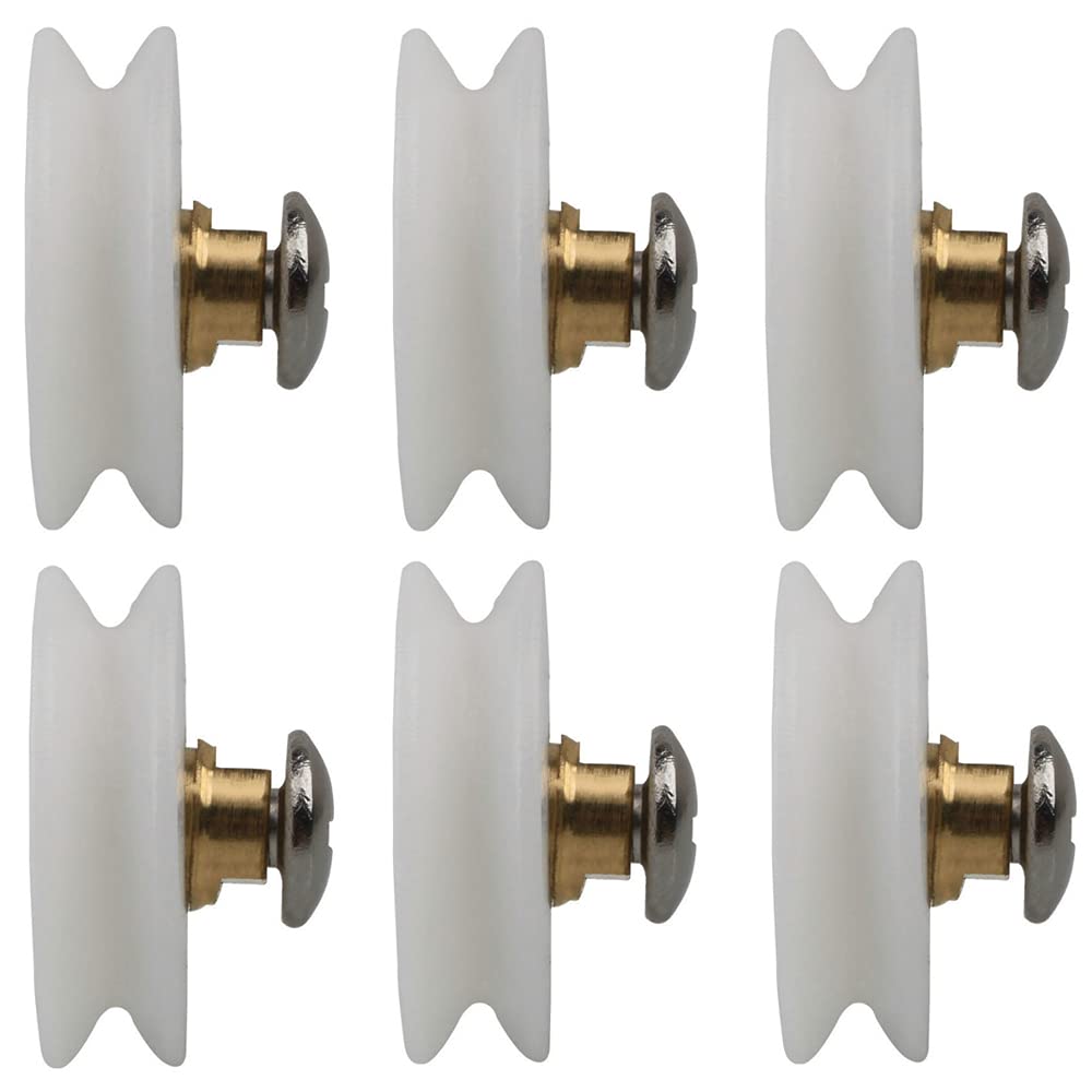 Ancllo 6 Pack Diameter 22.5Mm Replacement Shower Door Rollers Runners Wheels Grooved