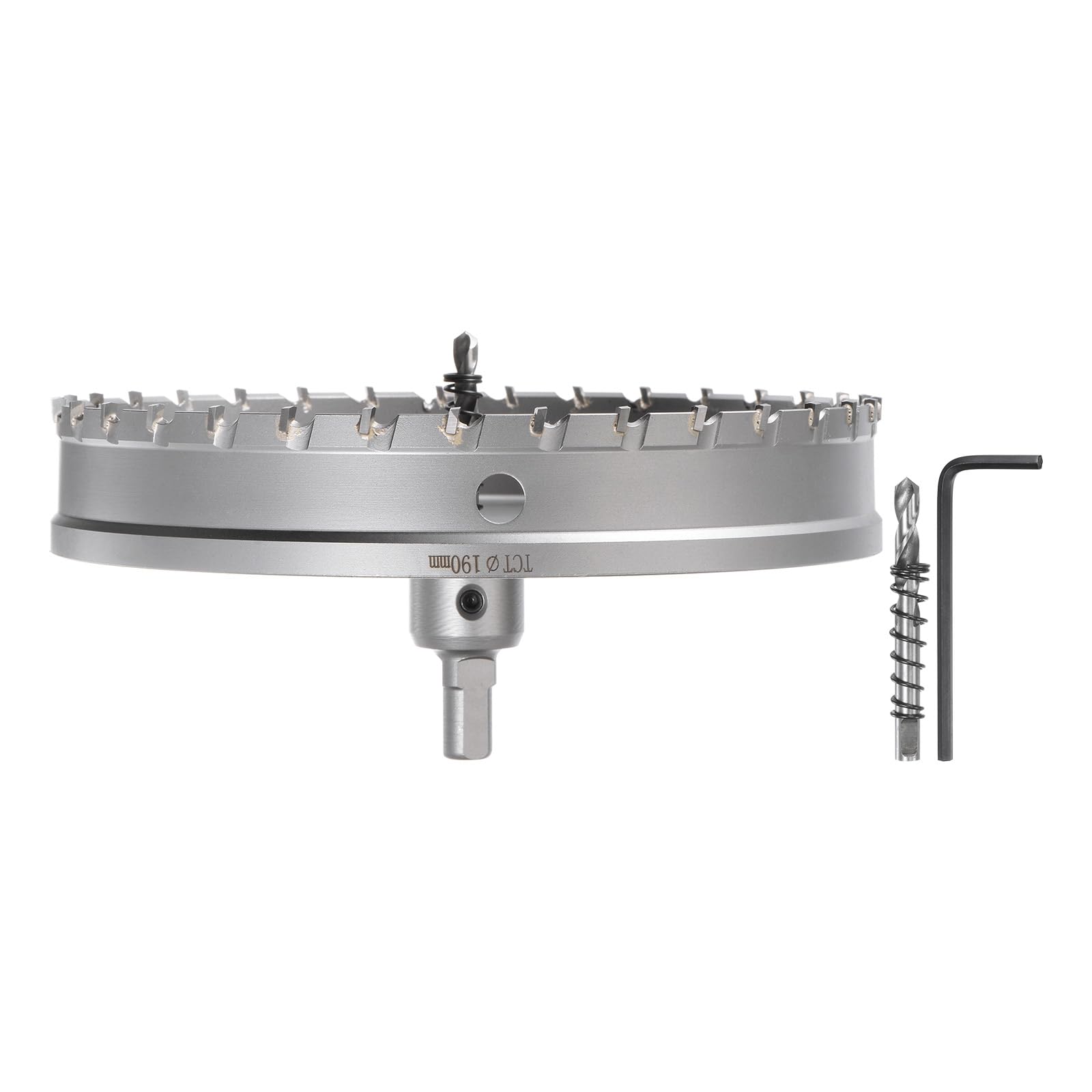 sourcing map Metal Hole Saw Carbide Cutter 190mm / 7.5" Dia for Stainless Steel, Metal, Aluminum Alloy, Copper, Brass, Plastic, with Extra Center Bit