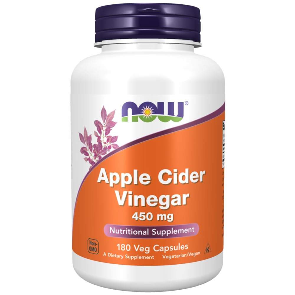 Now Foods Apple Cider Vinegar 450mg 180 Capsules Gluten Free Soy Free Vegetarian
