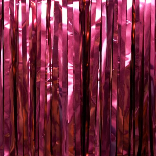 Image of PartyWoo Burgundy Streamers Fringe Curtain Backdrop 3pcs 8.2 ft Red Tinsel Foil Backdrop for Baby Shower Graduation Birthday Girls Mothers Day Casino Firefighter Red Carpet Cherry Party Decorations