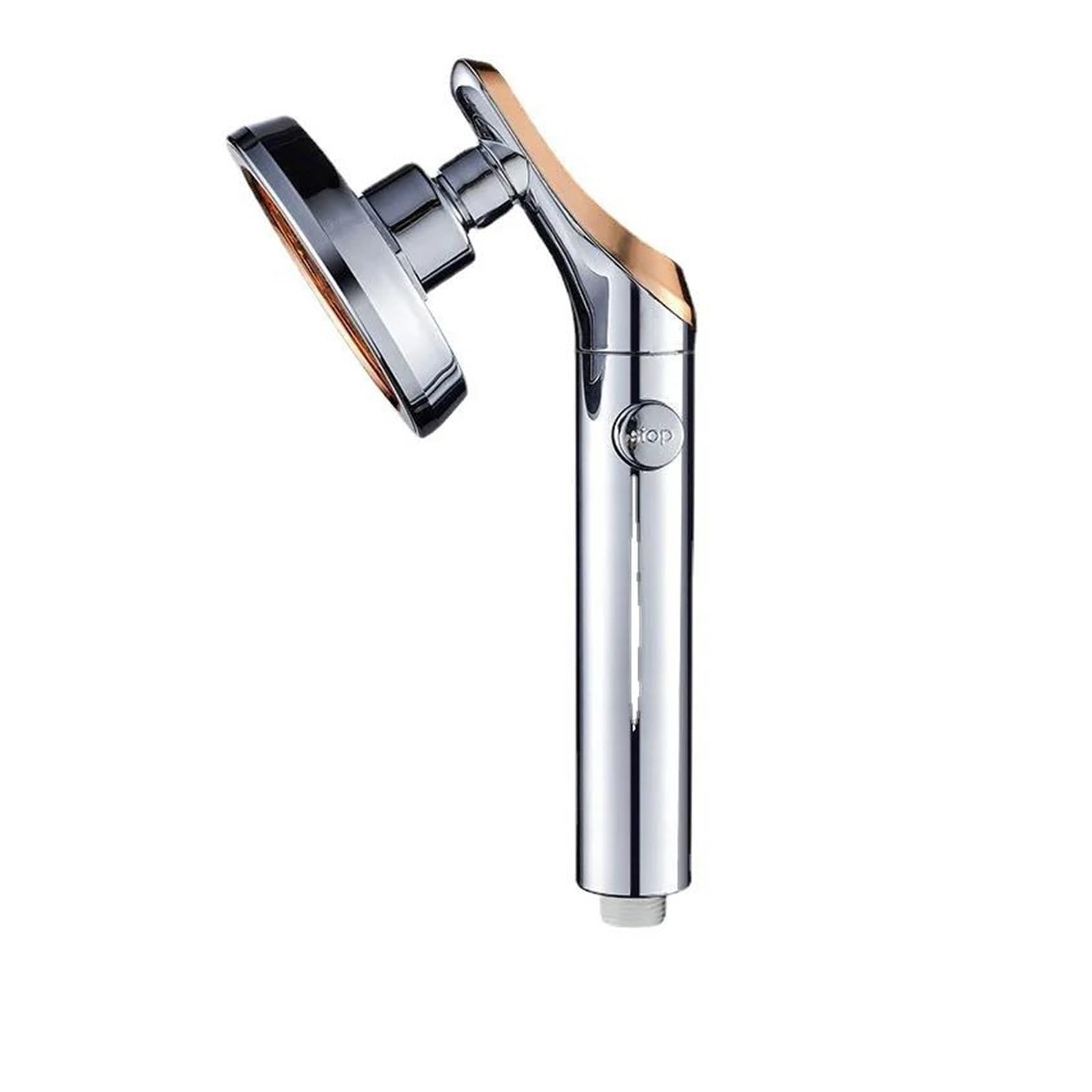 Soffione doccia a pioggia, rotazione a 360 gradi, risparmio idrico, soffione doccia ad alta pressione con arresto dell'acqua con una chiave(Silver And Holder)