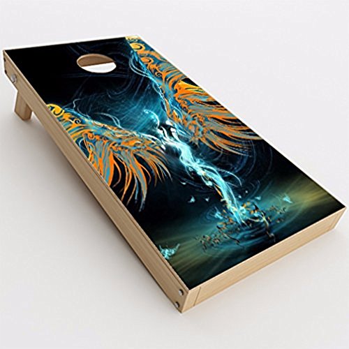 Skin Decal Vinyl Wrap for Cornhole Game Board Bag Toss (2xpcs.) / Lightning Wings