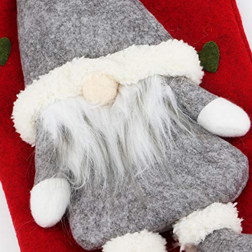 Aiduy Set Of 3 Christmas Stockings 18" With Cute 3D Plush Swedish Gnome Xmas Stockings For Fireplace Hanging Christmas Decorations And Party Decor #TOP2