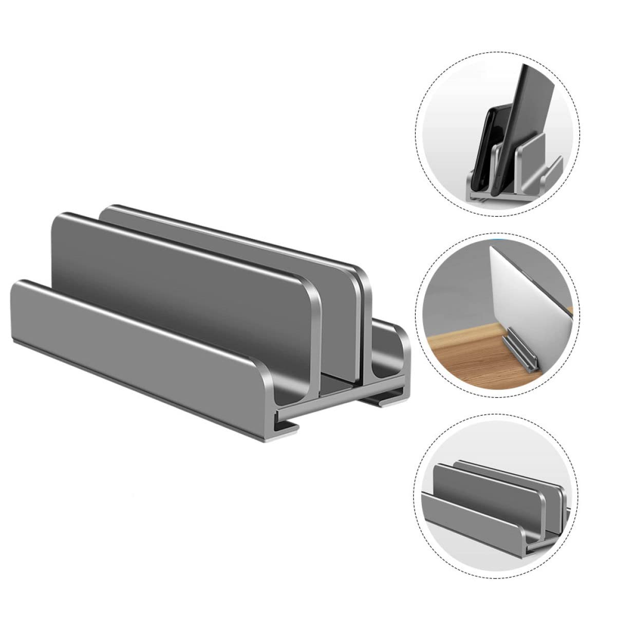 SHINEOFI 2 Piezas Soporte de Escritorio Ajustable para Tablet y Ordenador Portátil Base de Aleación y Diseño Vertical y Estable para Oficina y Hogar