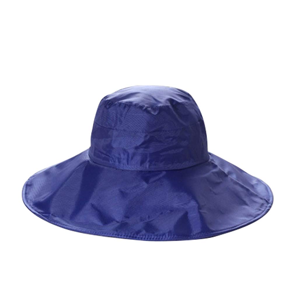 Rain Hat for Women Wide Brim Packable | Ladies Rain Cap, Waterproof, Sun Protection, Satin-Lined | Outdoor Bucket Hat, Blue, L