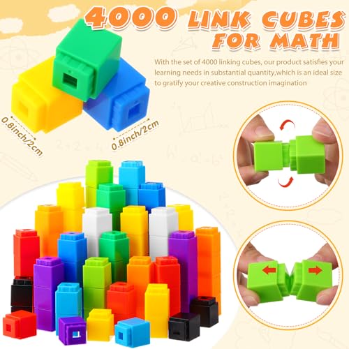 Image of 500 Pcs Linking Cubes Math Educational Counting Toy Connecting Counting Blocks Manipulatives Learning Activities Toys for Kindergarten Homeschool Preschool Supplies