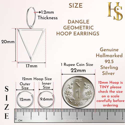 HIGHSPARK 925 Silver Dangling Hoop Earrings | 92.5 Sterling Silver & Stunning Shine | Lovely Gift For Women & Girls - Image 2
