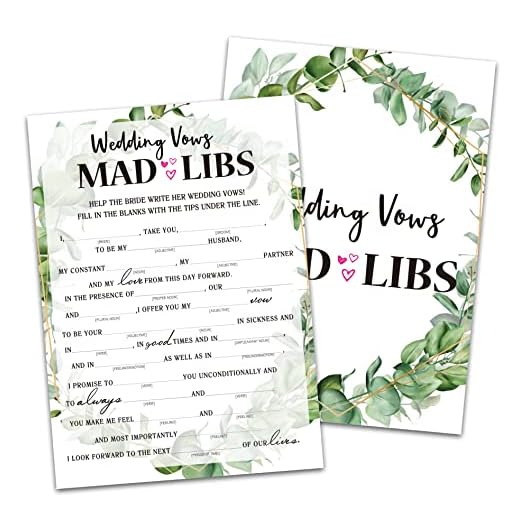 Bridal Shower Game Cards, Bridal Shower Mad Libs, Tropical Jungle Theme Engagement Party Cards for Wedding, Set of 30 Cards