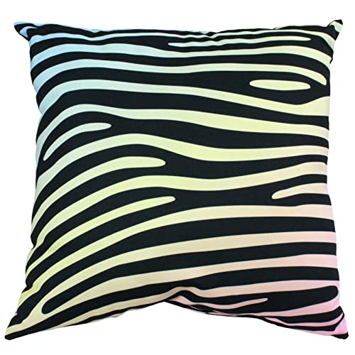 Everything Comfy Zebra Print Decorative Throw Pillow, 16x16 Inch, Pastel Gradient/Black, Made in The USA